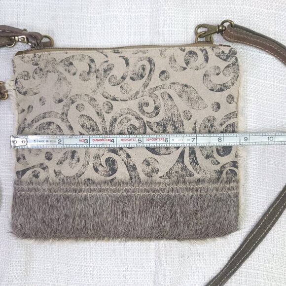 Myra Handbags Dual Strap Small Bag S-1150 NWT Two Tone With Hair Hide - Picture 8 of 10